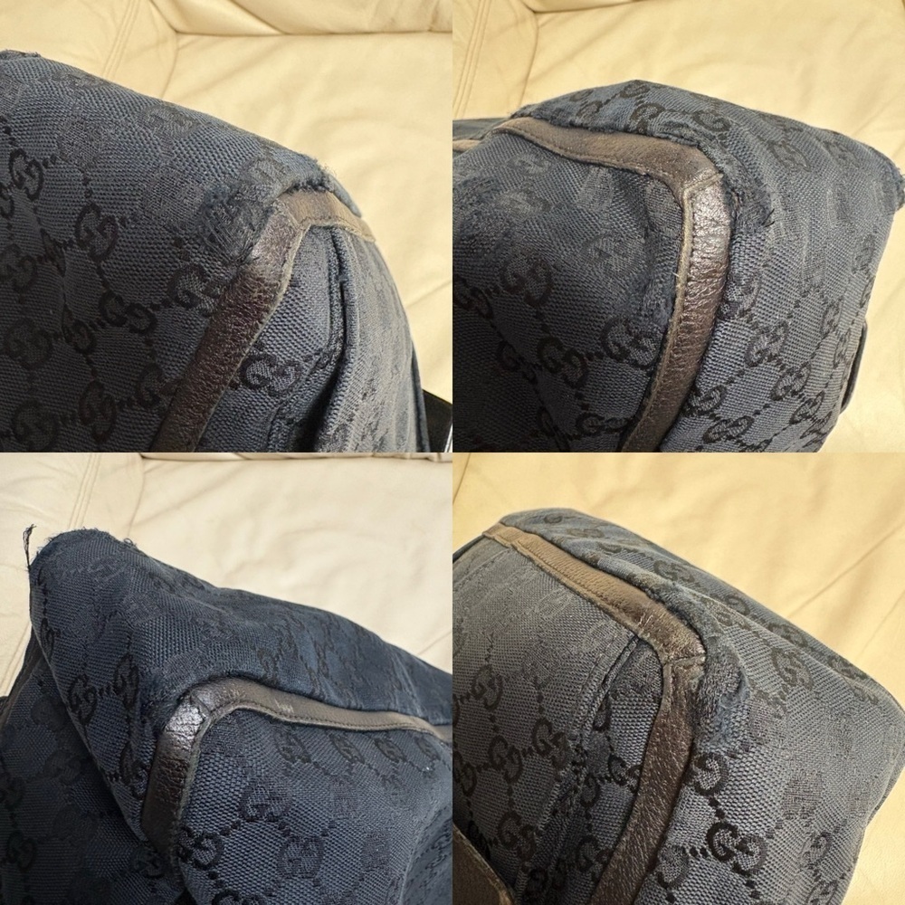 VTG GUCCI ABBEY Tote Bag Pockets Black GG Canvas GHW Leather Trim - Picture 12 of 13